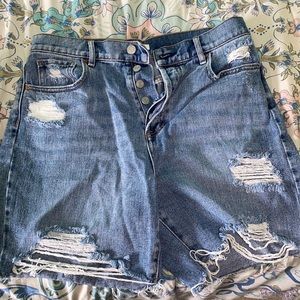 Distressed High Rise Boy Shorts